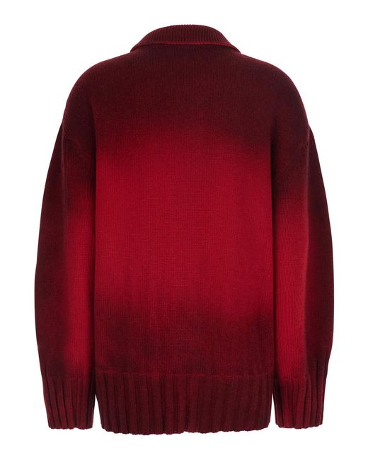 The Attico Red Cardigan Manray Wool And Cashmere Wool/Cashmere Tops
