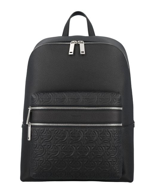 Ferragamo Black Leather Backpack for men