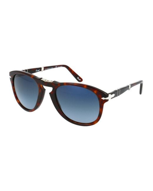 Persol Blue 714 Round Frame Folding Sunglasses for men