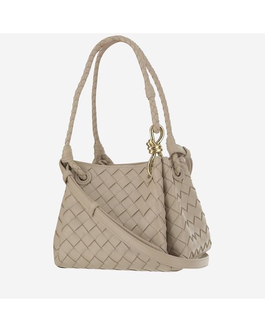 Bottega Veneta Natural Small Parachute Lambskin Shoulder Bag Leather