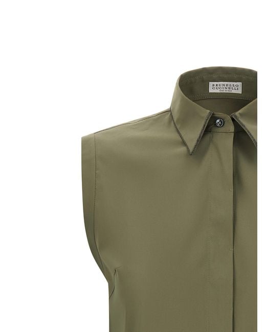 Brunello Cucinelli Green Cotton Blouse
