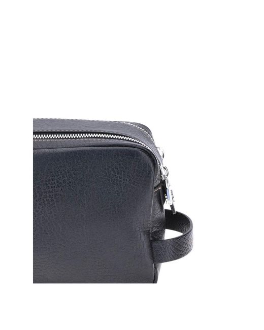 Brunello Cucinelli Blue Pebbled Leather Beauty Case for men