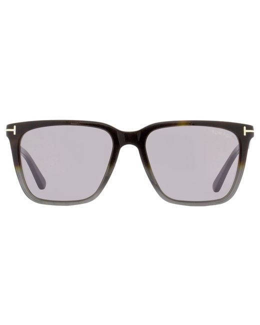 Tom Ford Black Rectangular Sunglasses Tf862 Garrett 56C Havana--Gunmetal 56Mm Ft0862 Plastic (Acetate)/Metal