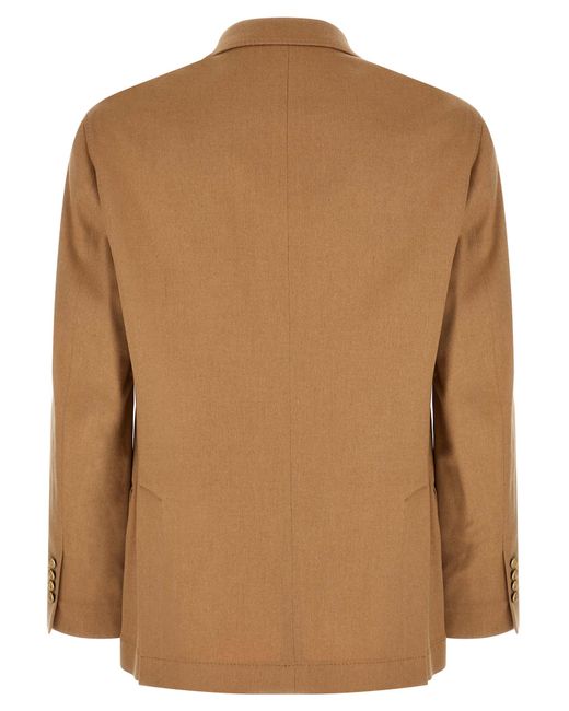 Brunello Cucinelli Brown Double-Breasted Blazer for men