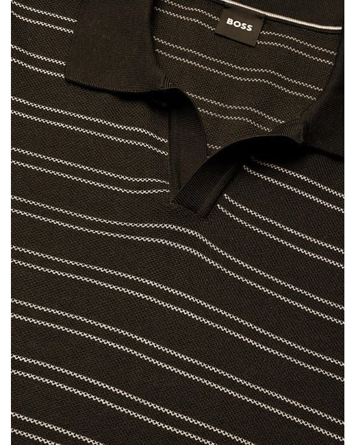Boss Green Polo Shirt Striped Cotton-Blend for men