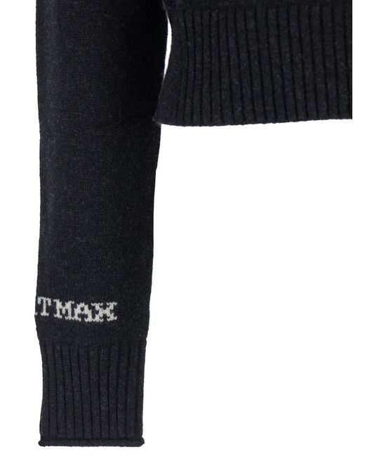 Sportmax Blue Crewneck Sweater With Logo Lettering Wool Tops