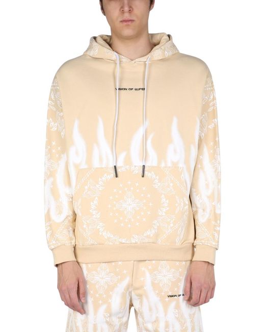 Vision Of Super Natural Sweatshirt With Paisley Pattern Cotton Sweatshirts for men
