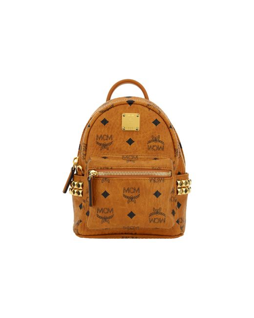 MCM Stark Mini Backpack in Brown Lyst