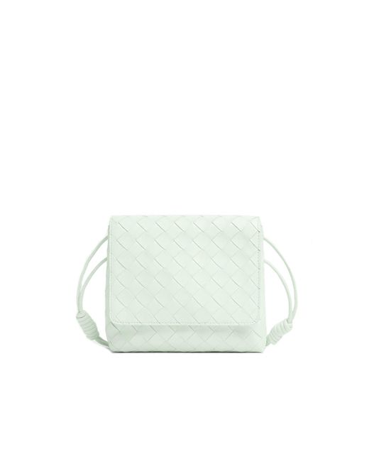 Bottega Veneta White Intrecciato Mini Shoulder Bag