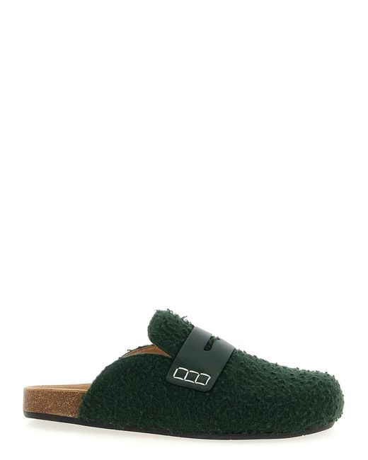 J.W. Anderson Green Textured Felt Loafer Mule
