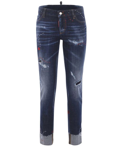 DSquared² Blue Jeans Medium Waist Skinny Jean In