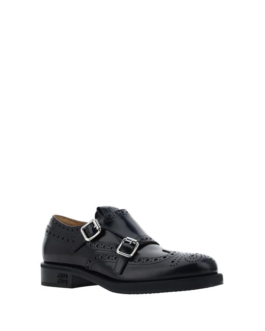 Miu Miu Black X Church'S Leather Brogue Shoes