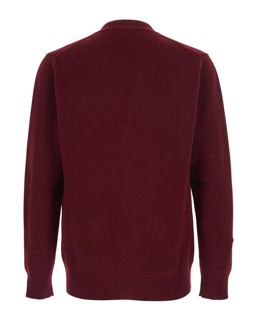 Gucci Red Cardigan V-Neck Cashmere Tops for men
