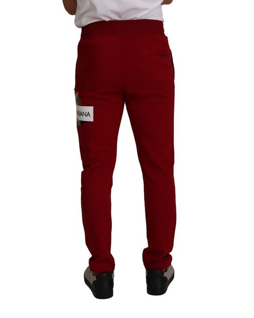 Dolce & Gabbana Red Elegant Jogging Pants With Drawstring Closure for men