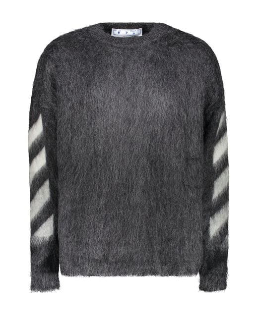Off-White c/o Virgil Abloh Gray Long Sleeve Crew-Neck Sweater for men