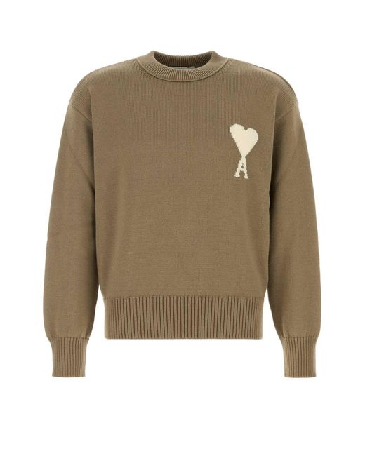 AMI Green Crew Neck Sweater for men
