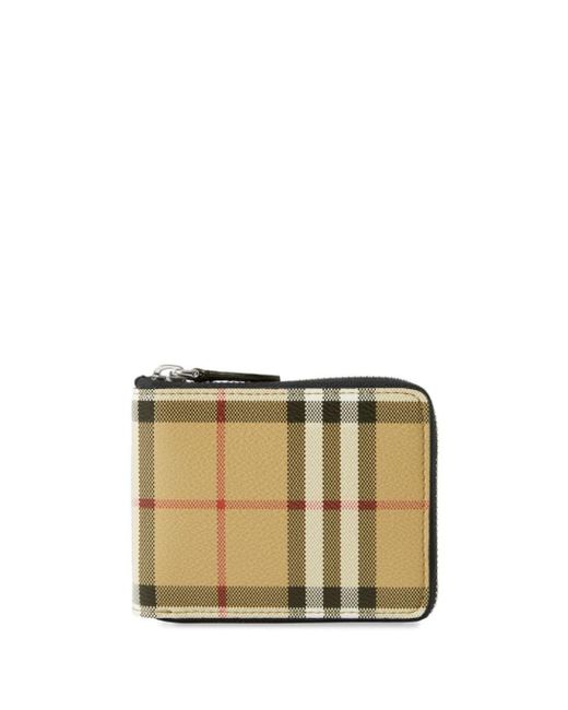 Burberry Natural Checked Zip-Around Wallet for men