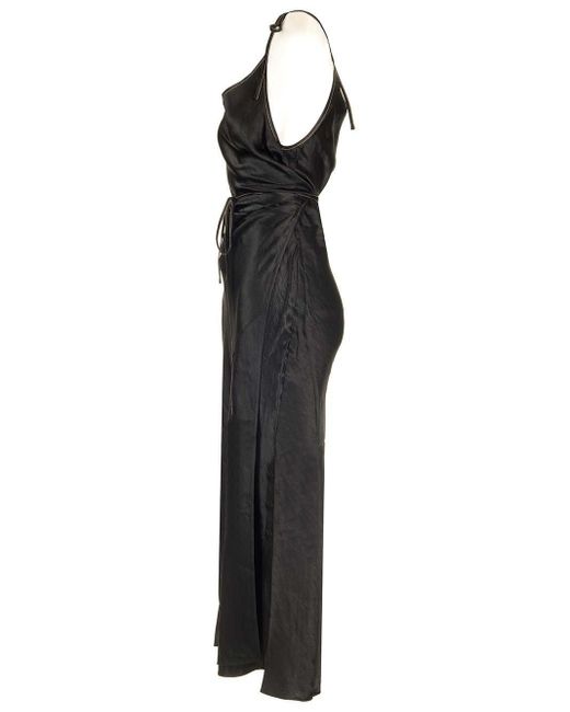 Acne Black Sleeveless Wrap Detailed Maxi Dress