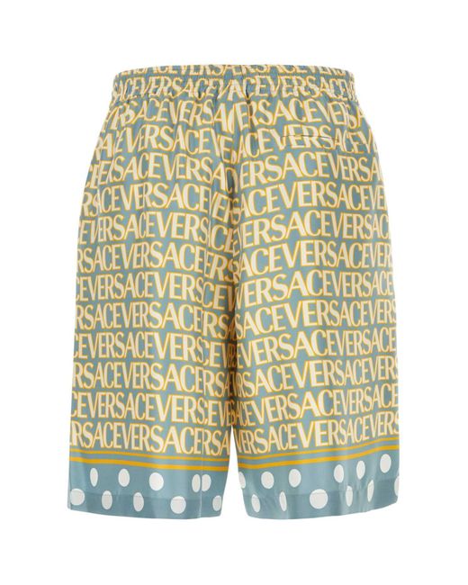 Versace Multicolor Printed Silk Bermuda Shorts for men