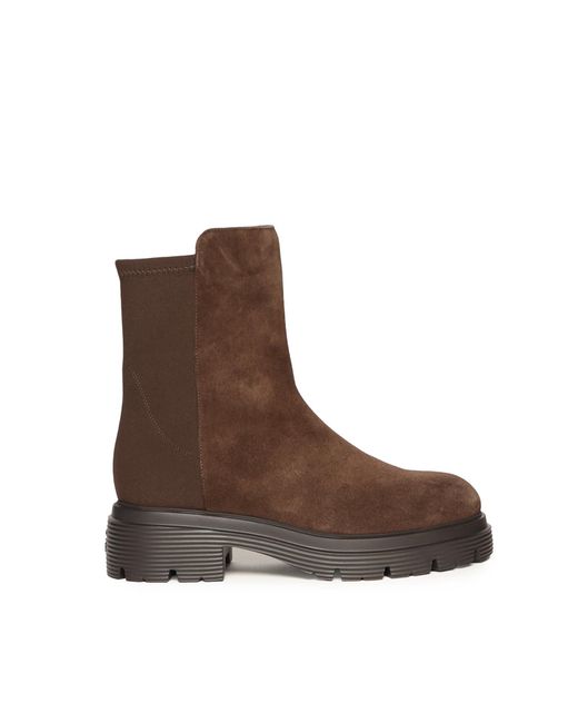 Stuart Weitzman Brown Boots Suede/Gabardine Stretch