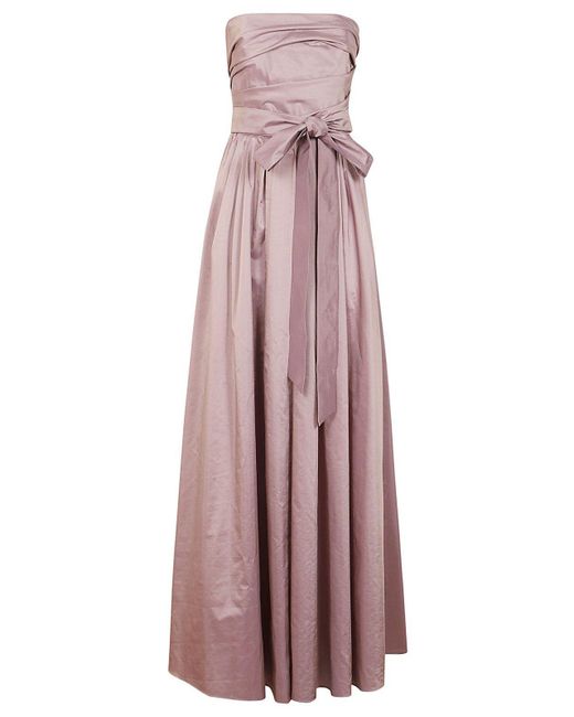 Max Mara Studio Purple Pleated Strapless Dress