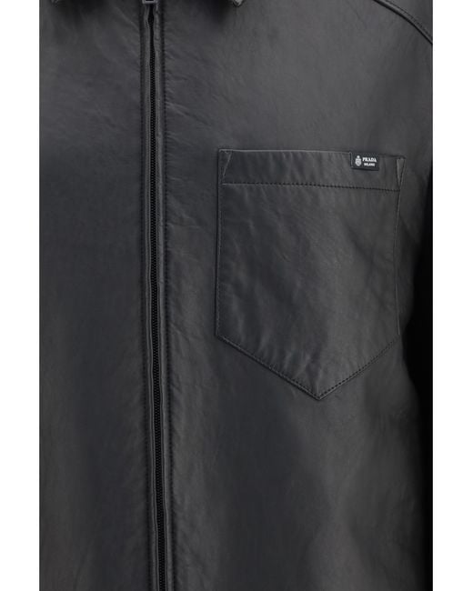 Prada Gray Jacket Nappa Leather Lambskin for men