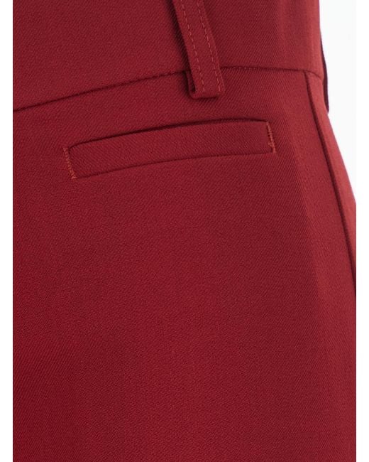 Pinko Red High-Waisted Crepe Trousers Polyester