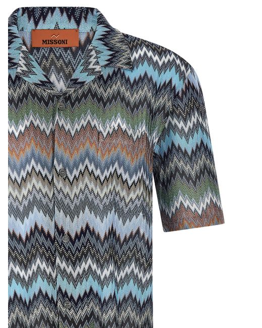 Missoni Blue Chevron Snake Shirt for men