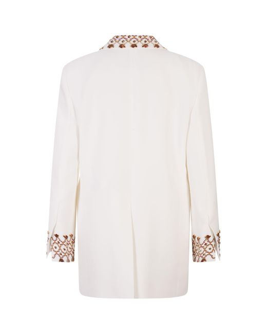 Ermanno Scervino White One-Breasted Jacket With Embroidery