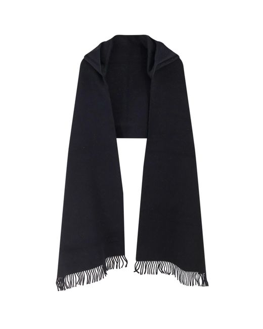 Brunello Cucinelli Black Wool And Cashmere Scarf With Hood