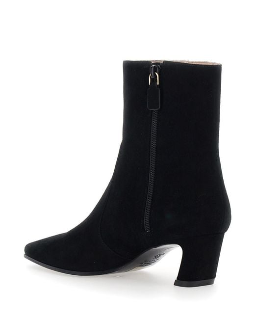 Stuart Weitzman Black Bootie Stassi Zip Leather Upper Boot