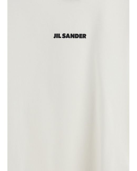 Jil Sander White Short-Sleeved T-Shirt With Printed Logo Cotton T-Shirts