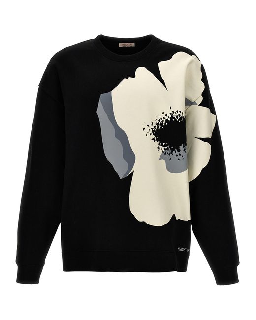 Valentino Black Flower Portrait Sweatshirt for men