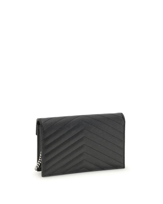 Saint Laurent Gray Cassandre Mini Shoulder Bag Calf Leather Bos Taurus Wallets & Purses