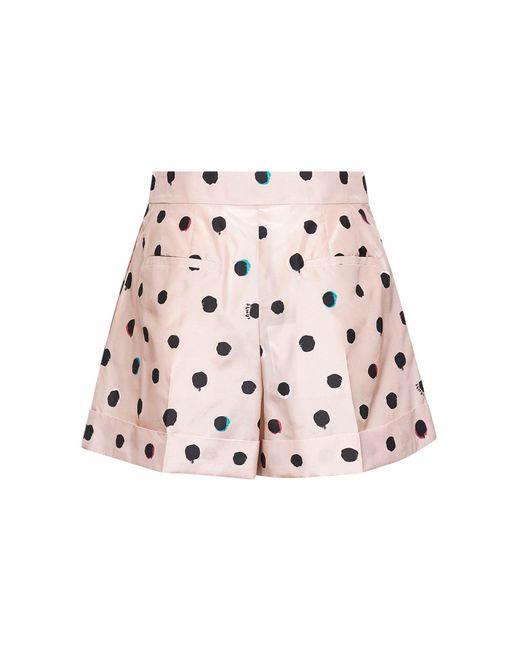 Fendi Pink Printed Silk Taffeta Shorts