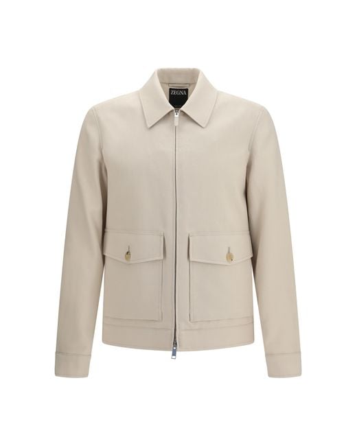 Zegna White Oasi Linen Jacket for men