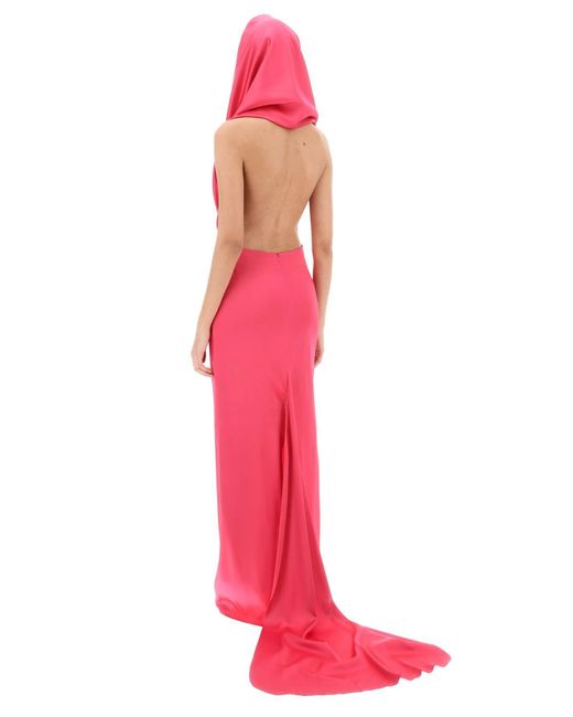 GIUSEPPE DI MORABITO Pink Maxi Gown With Built-In Hood