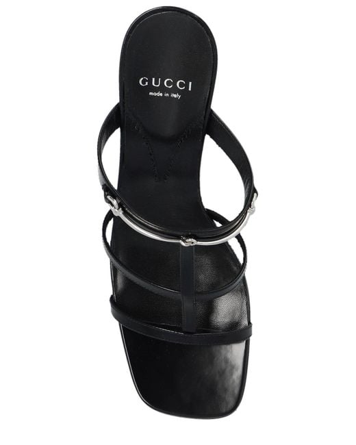 Gucci Black Slim Horsebit Slide Sandals