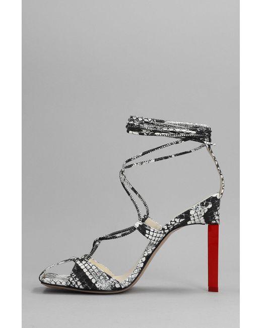 The Attico Gray Adele Lace Up Sandals In White Leather