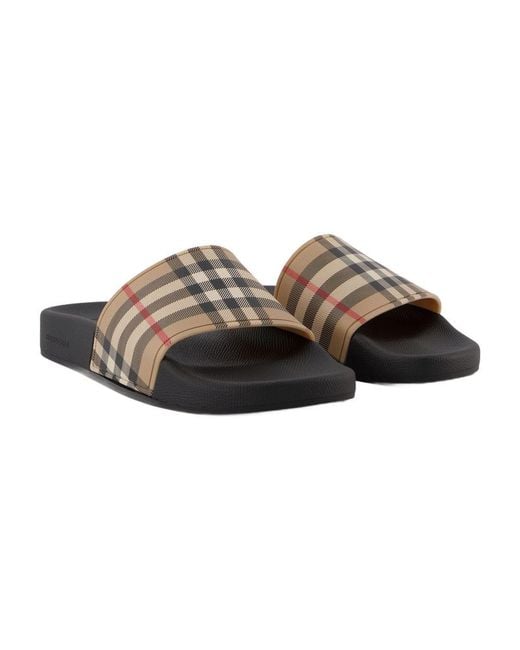 Burberry Brown Lf Furley L Check Slides