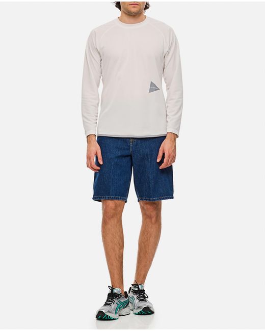 And Wander White Crewneck Long Sleeves T-Shirt for men