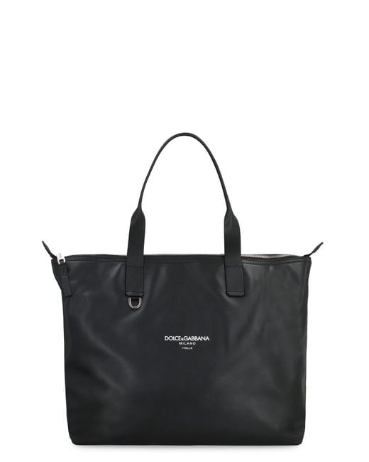 Dolce & Gabbana Black Tote Bag Adamo Calf Leather for men