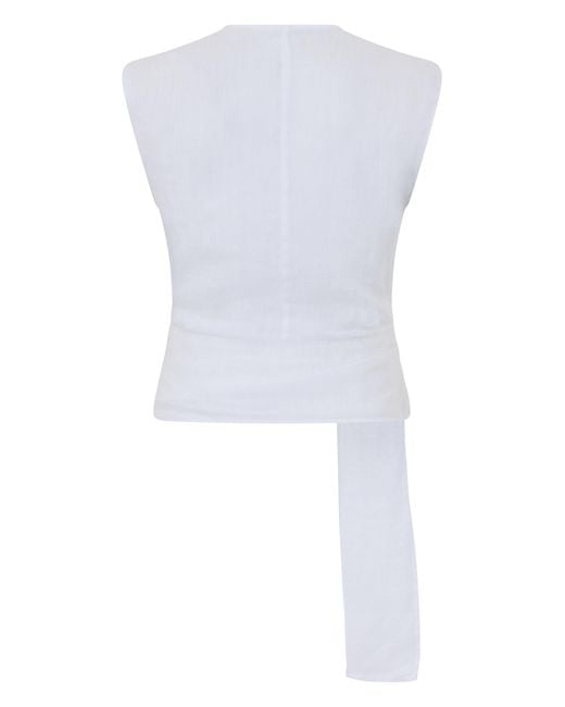 120% Lino White Sleeveless Linen Blouse Blouses