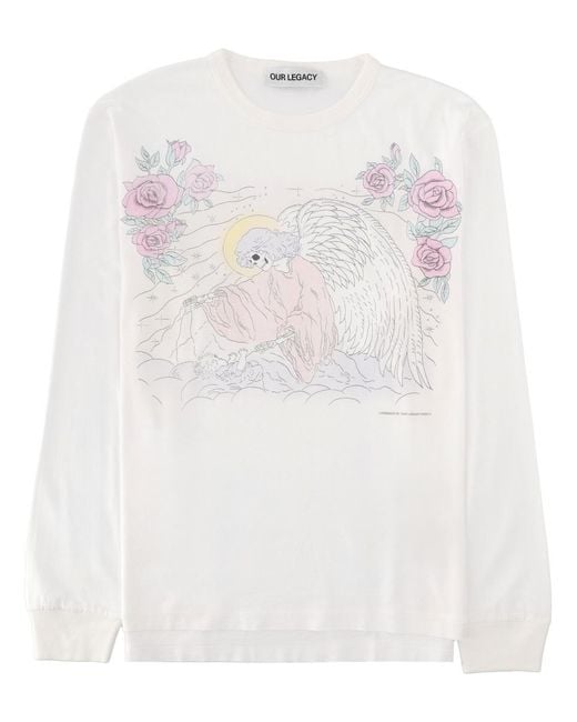 Our Legacy White T-Shirt Farewell Print Cotton T-Shirts for men