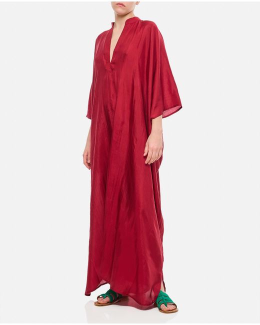 THE ROSE IBIZA Red Silk Bicolor Tunic Dress