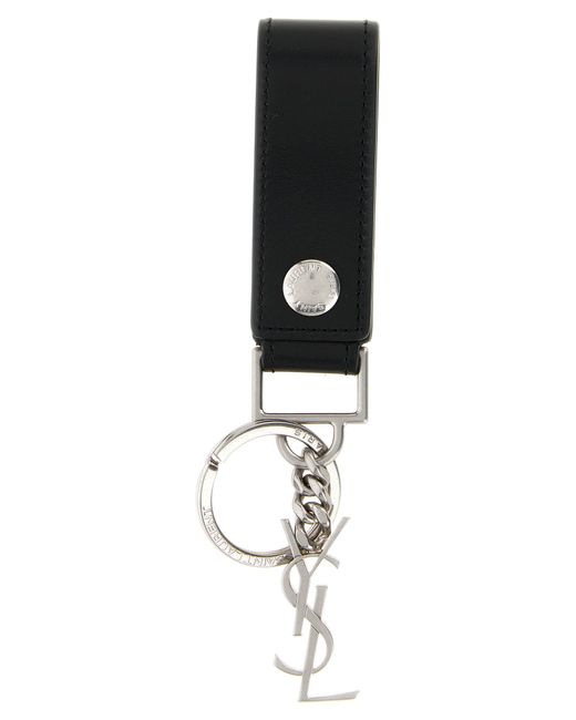 Saint Laurent Black 'Cassandre' Key Ring for men