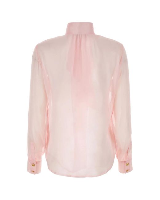 HEBE STUDIO Pink Chiffon Ava Shirt