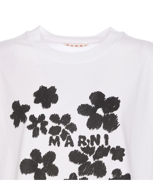 Marni White Boxy Printed T-Shirt