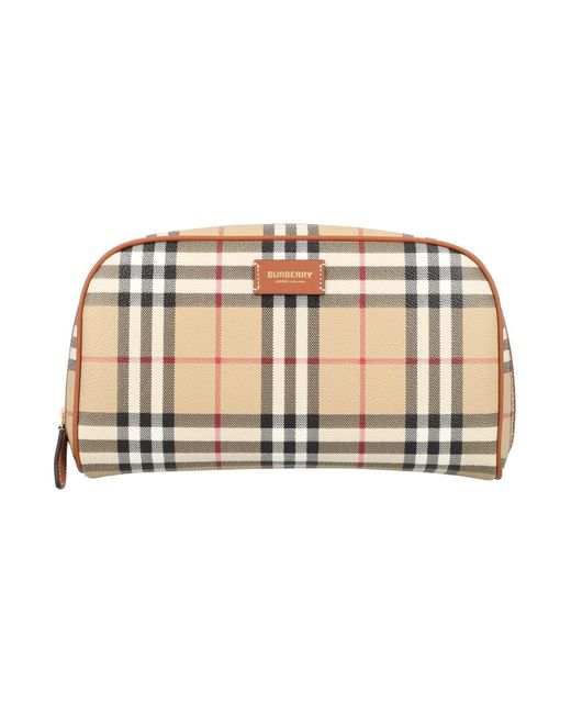 Burberry Natural Medium Check Travel Pouch