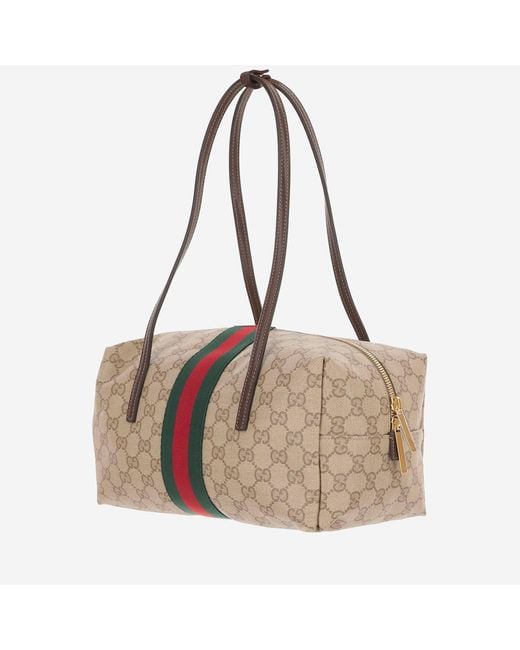 Gucci Natural Shoulder Bag Ophidia Canvas Cotton